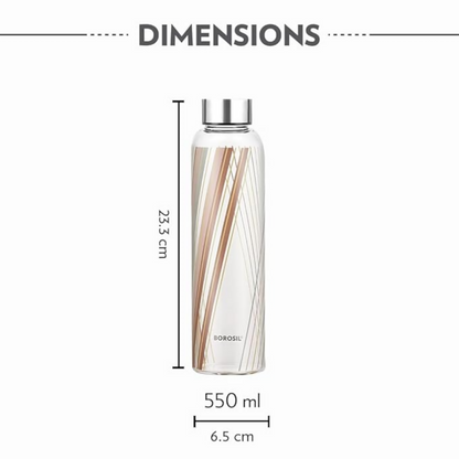 Borosil Artisan Narrow Mouth Glass Bottle with Metal Lid - Prism