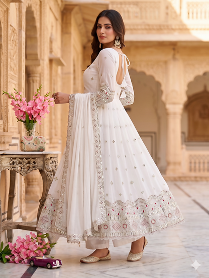Teeya Creation Premium Off-White Designer Anarkali Suit for Wedding