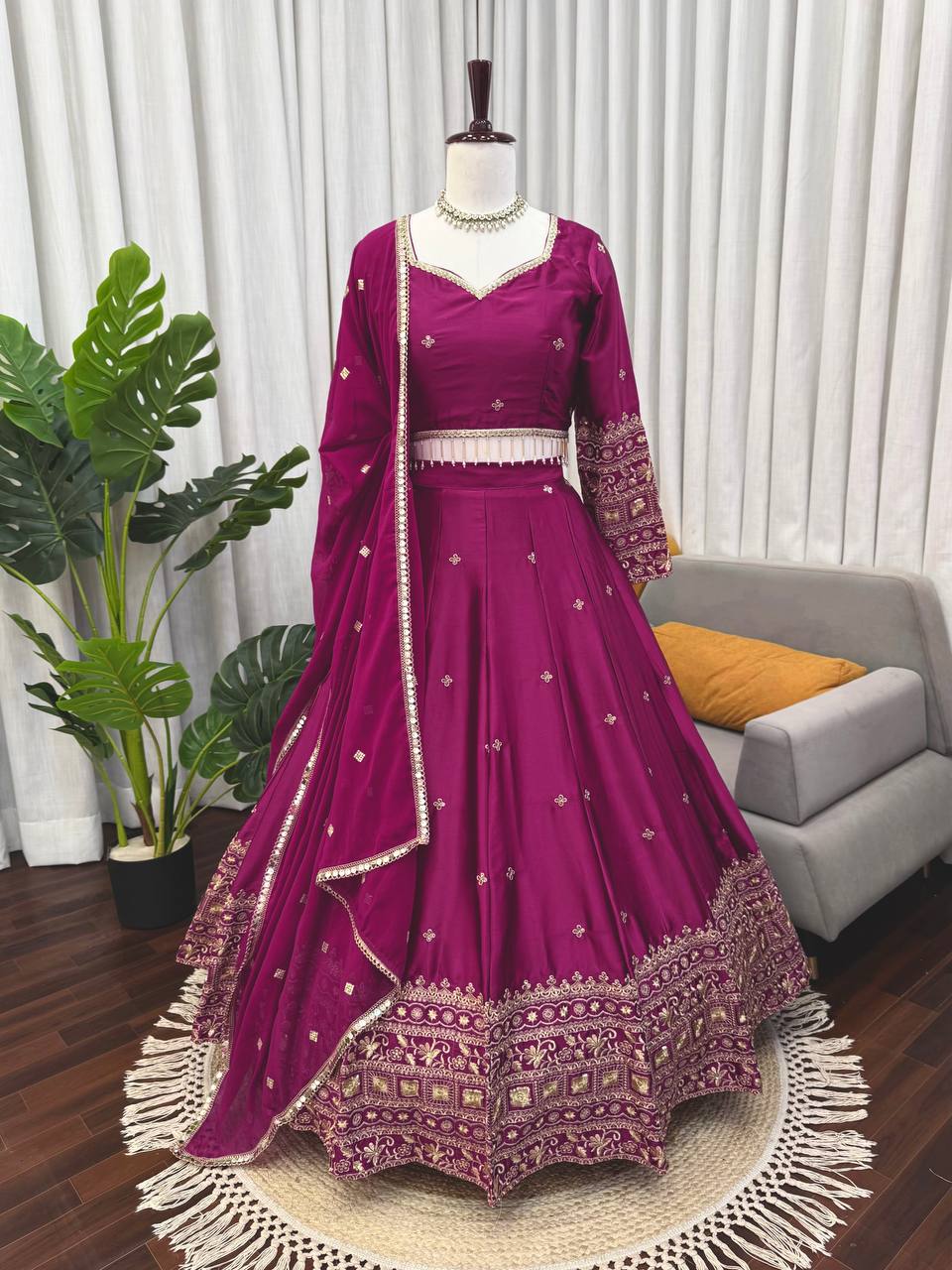 Prazu Fashion Purple Jatan Silk Thread With Sequence Designer Lehenga