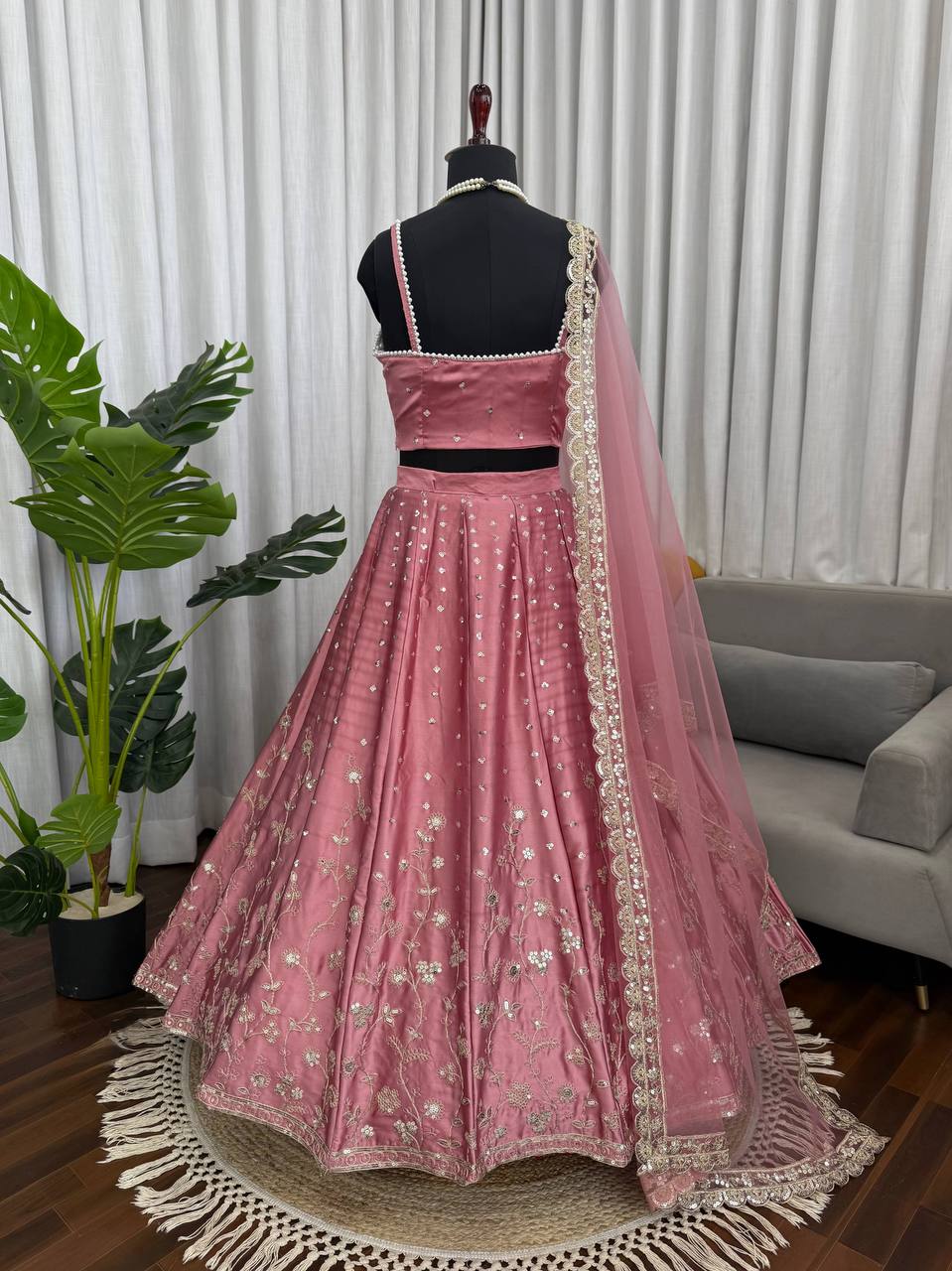 Prazu Fashion Onion Pink Jatan Silk Coding With Sequence Designer Lehenga