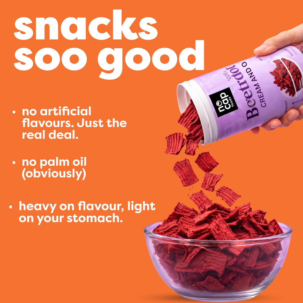 Nocap foods Guilt Free Healthy Chips - Beetroot Cream & Onion,Millet Jalapeno