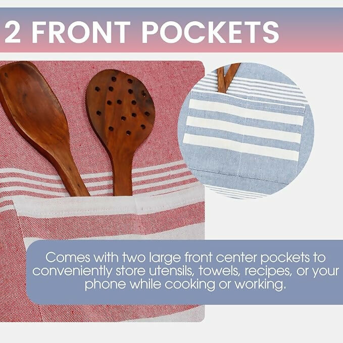 Varde Waterproof Cooking Apron For Men & Women With 2 Pockets-Rock Blue & Light Mauve (Pack of 2)
