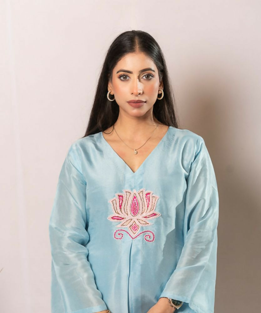 Timaraa Azure Lotus  Handcrafted Upada Silk Co-Ord Set