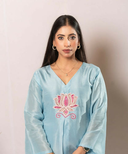 Timaraa Azure Lotus  Handcrafted Upada Silk Co-Ord Set