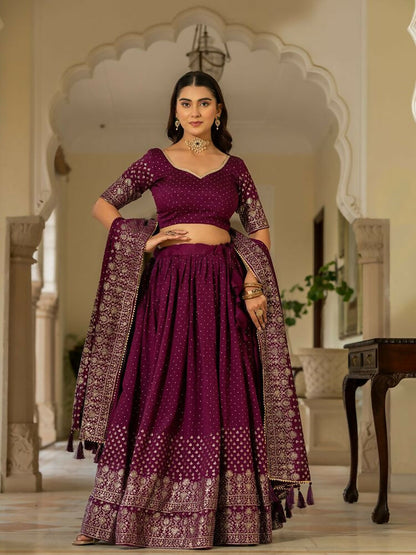 Lehenga Mart Wine Designer Wedding Wear Lehenga Choli