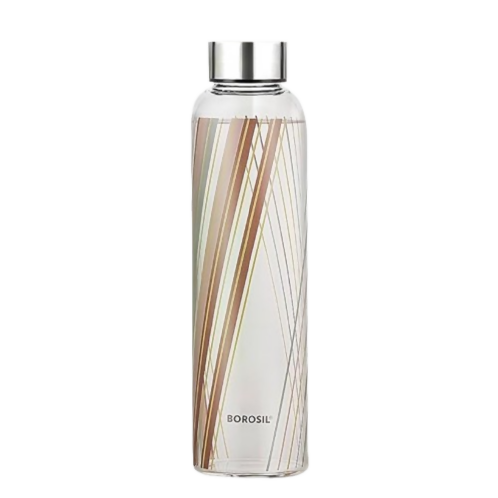 Borosil Artisan Narrow Mouth Glass Bottle with Metal Lid - Prism