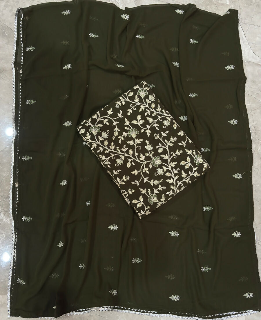 KC Mahendi Green Straight Suit For Women Georgette Fabric