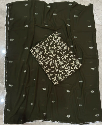 KC Mahendi Green Straight Suit For Women Georgette Fabric