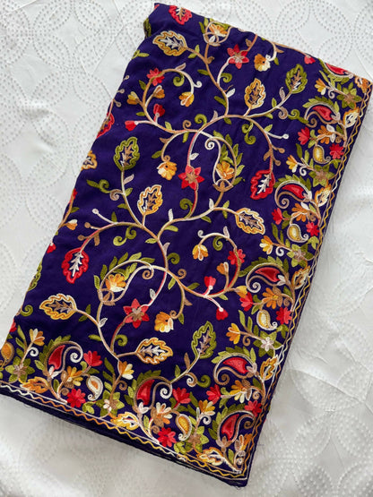 Teeya Creation New Latest Party Wear Lucknowi Soft Silk Saree-Purple