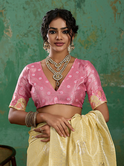 Shree Shyam Fashion Yellow Linen Cotton Saree