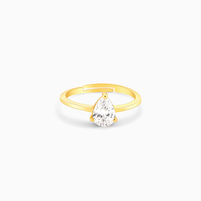 Golden Simple Zirconia Ring