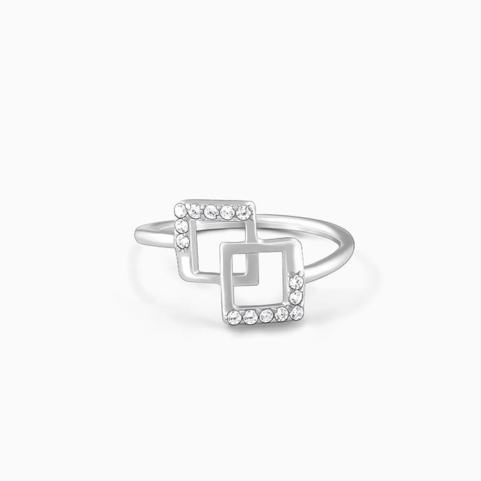 Kriti Sanon Silver Square Duo Ring