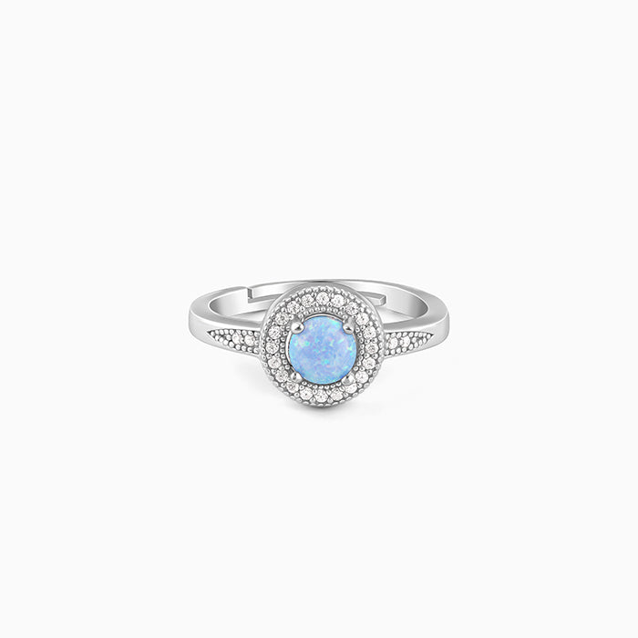 Silver Circular Opal Ring