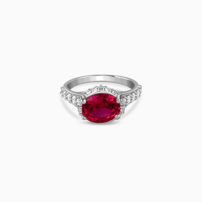 Silver Valentina Crimson Oval Ring (Size 12)