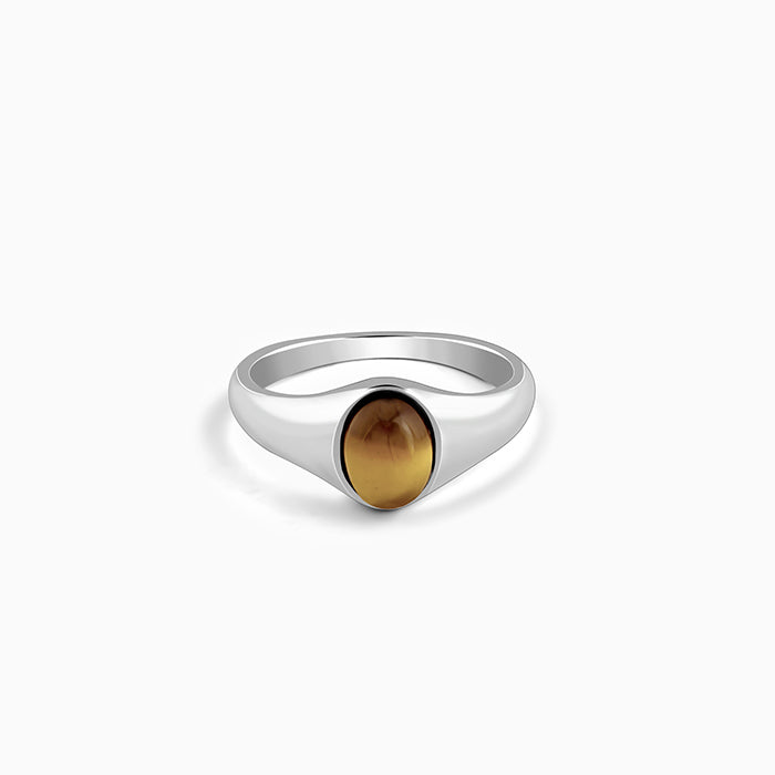 Silver Oval Tiger Eye Ring For Him