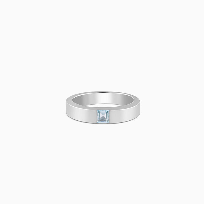 Silver Minimal Topaz Ring For Him