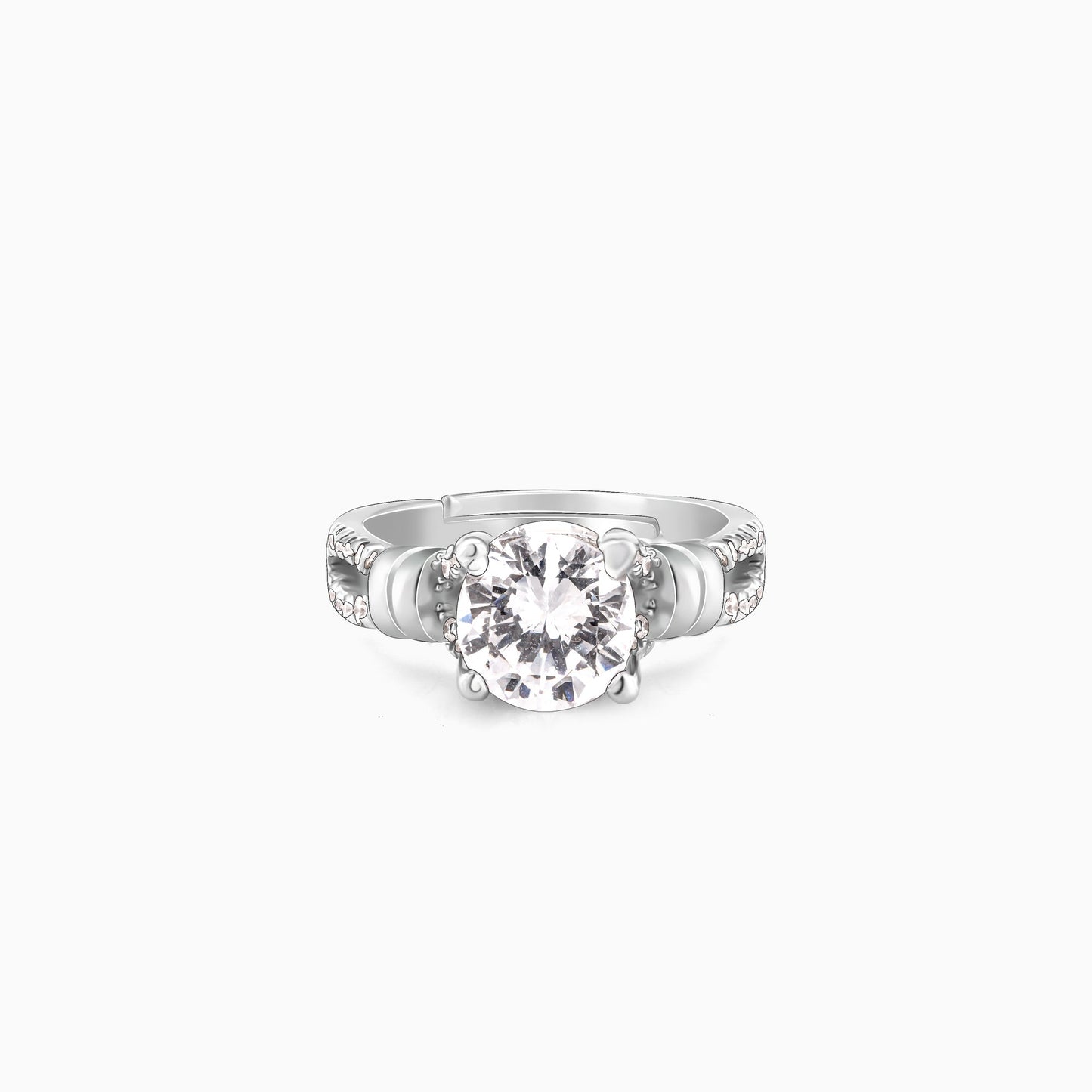 Silver Zircon Studded Ring