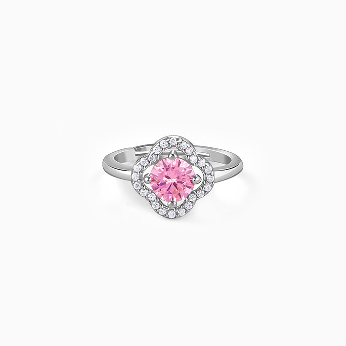 Silver Charm in Clover Ring