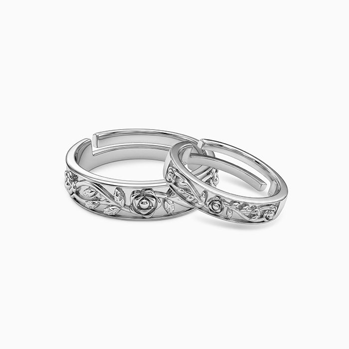 Silver Woven Promise Couple Rings