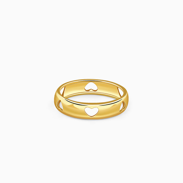 Golden Heart Cutout Band Set Ring