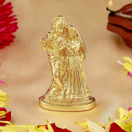 Estele Gold Plated Devotional Shree Radha Krishna Idol/Deity for Gifts| Pooja Mandir| House Warming| Car & Office Decors
