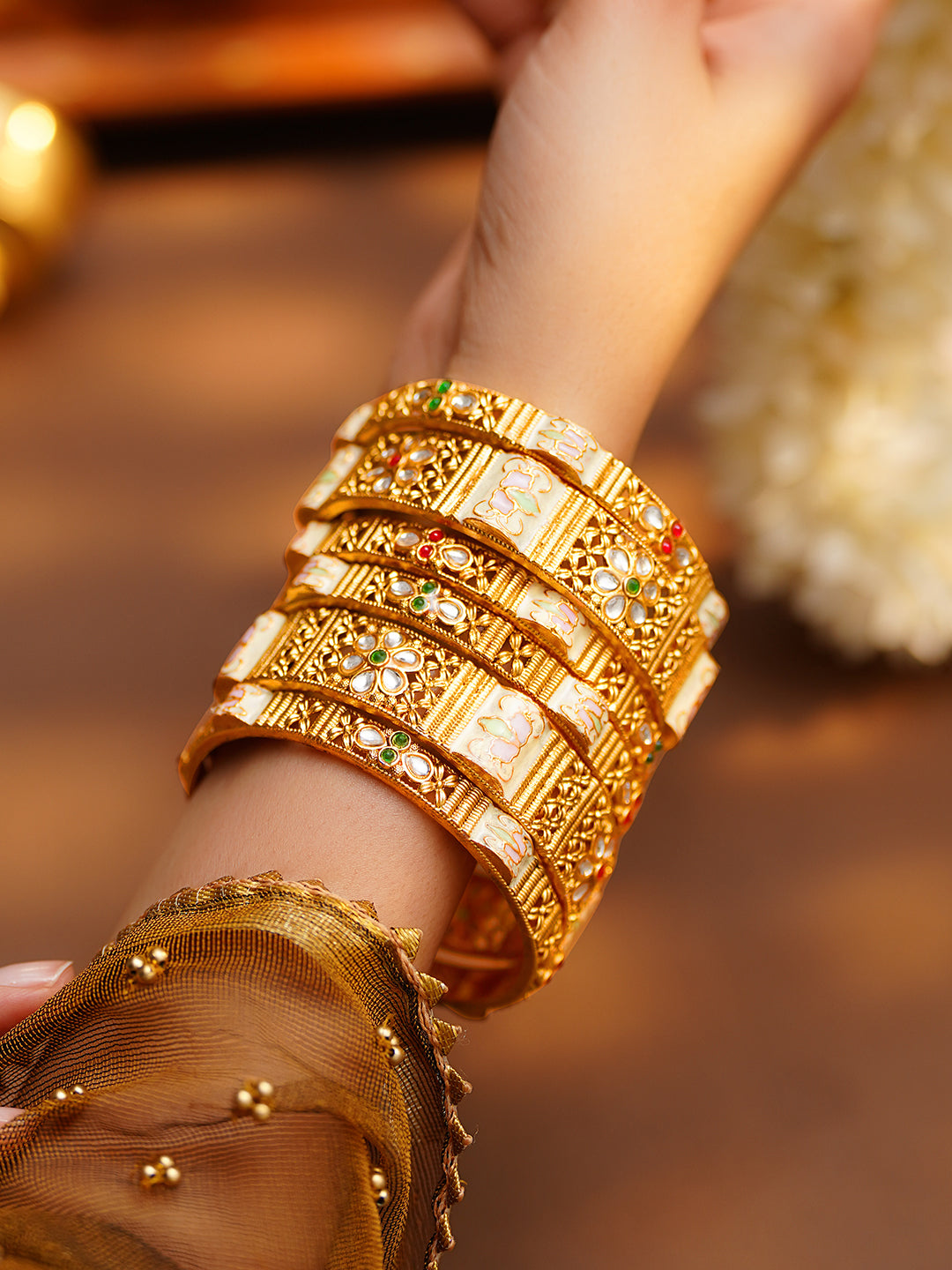Royal Bloom Bridal Bangles Set