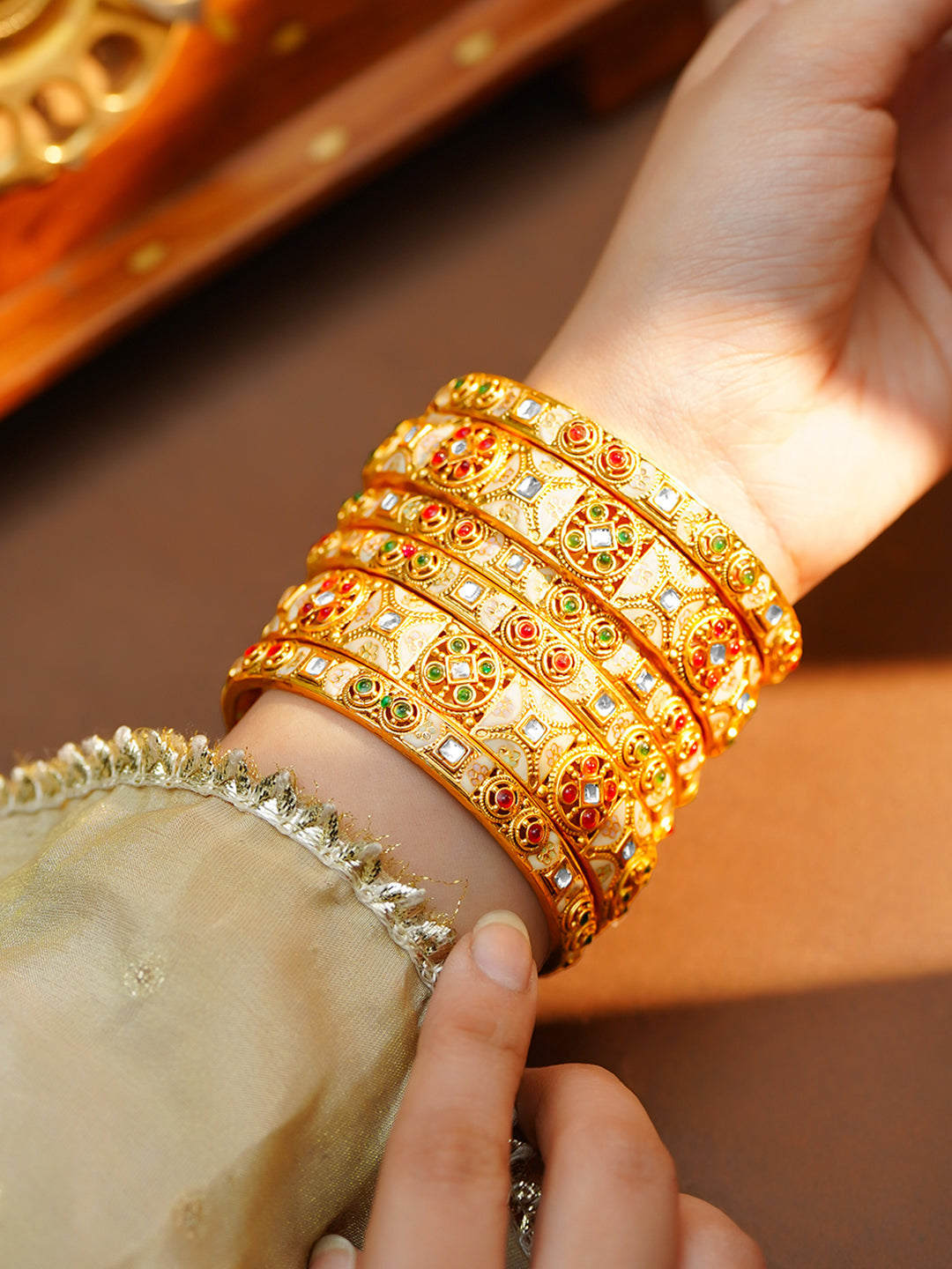 Gold Plated Traditional Festive Bangle Set