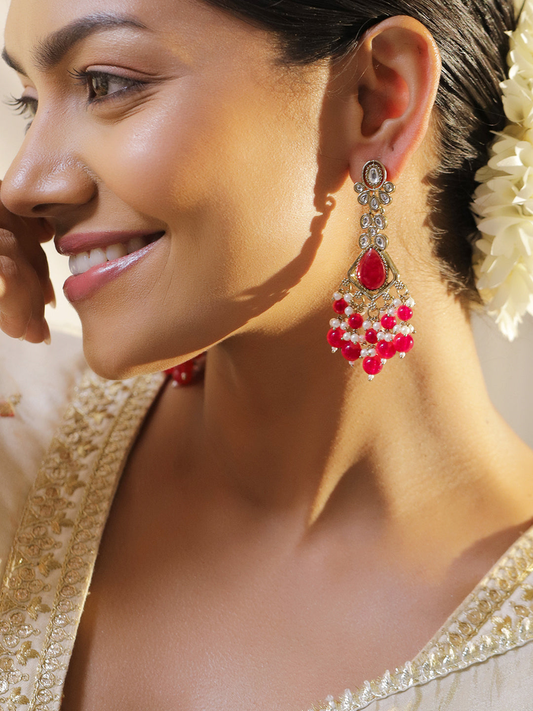 Vibrant Pink Ethnic Danglers