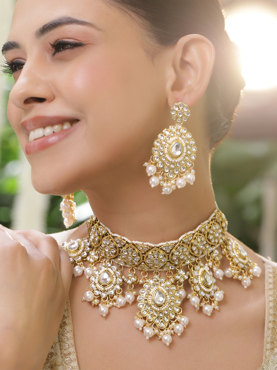 Palace Art Kundan Pearl Necklace Set