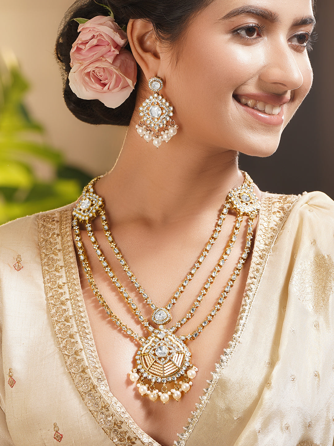 Royal Kundan Diamond Layered Jewellery Set