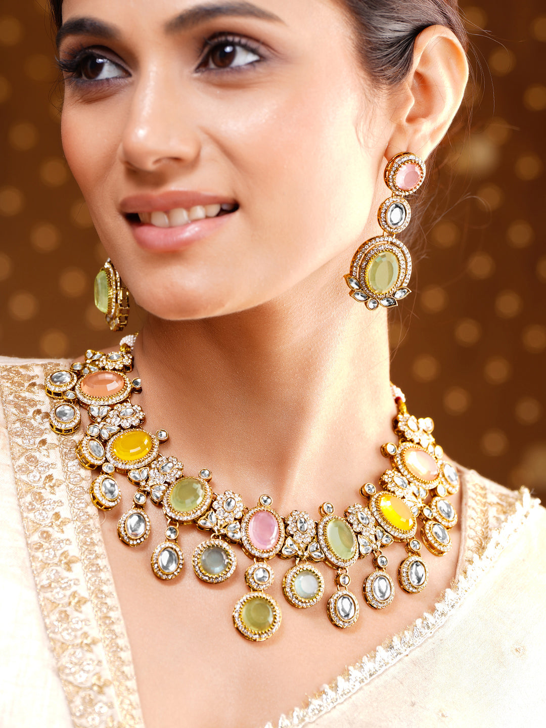 Regal Multicolor Kundan Statement Necklace Set