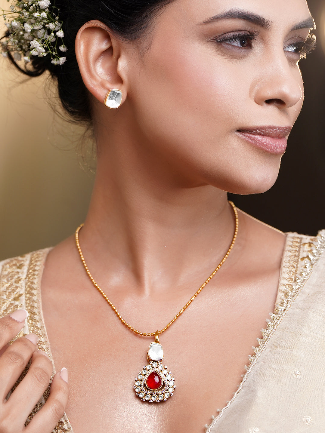 Radiant Ruby Sparkle Pendant Set