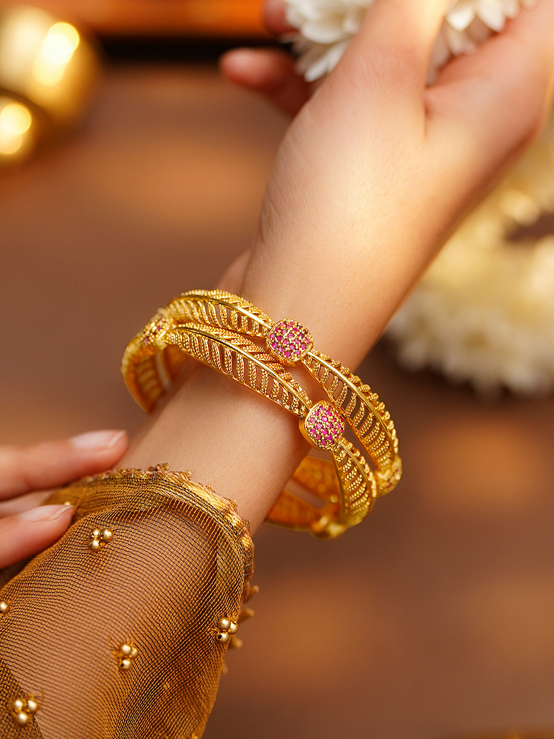 Festive Bloom Gold Plated Bangles