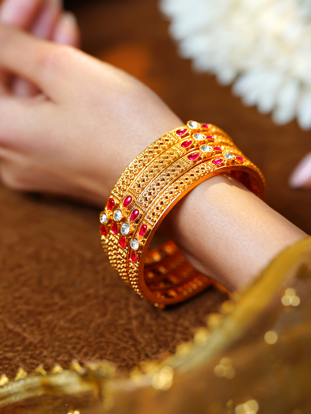 Heritage Gold Statement Bangles Set