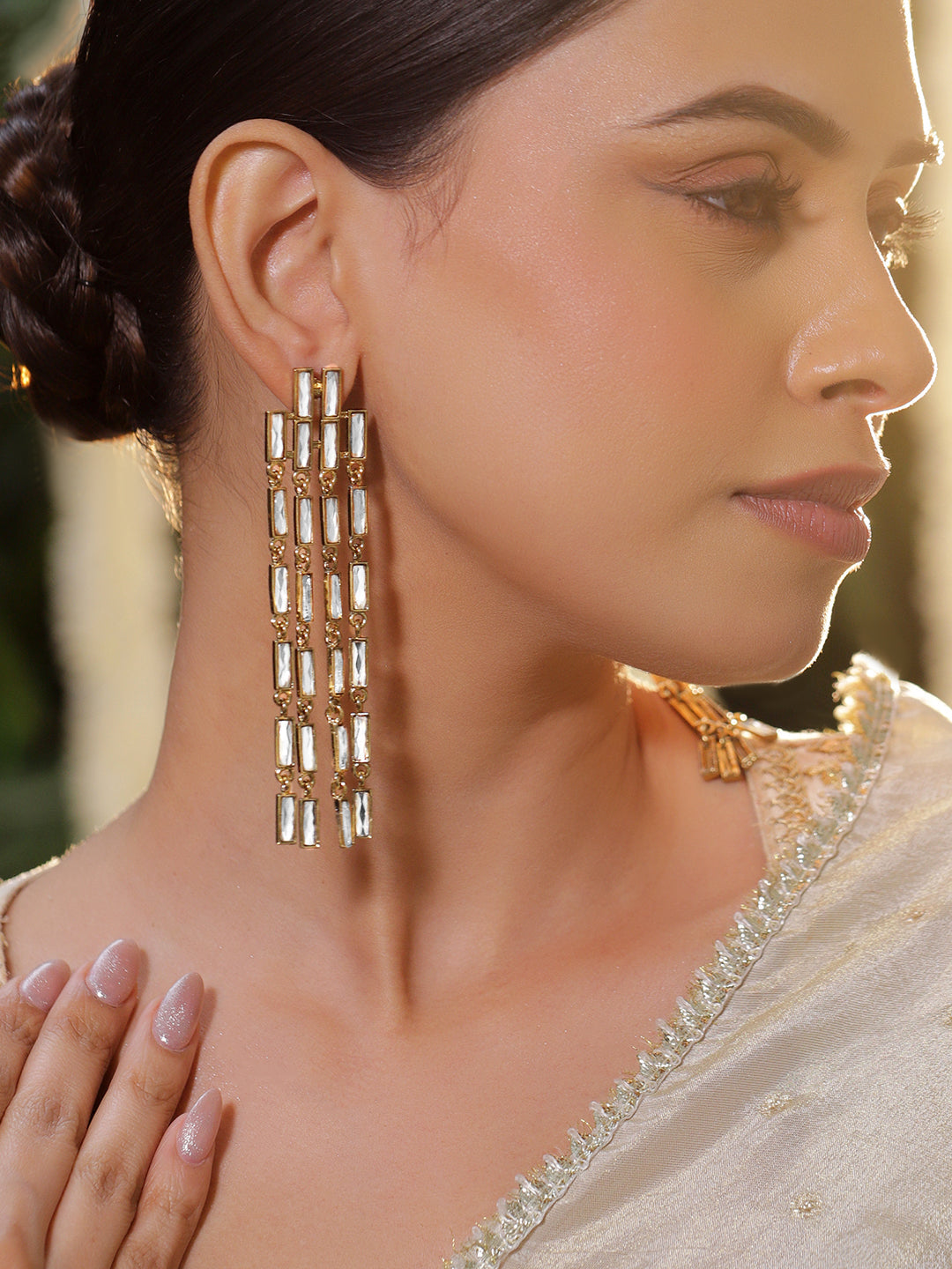 Golden Strands Cascade Earrings