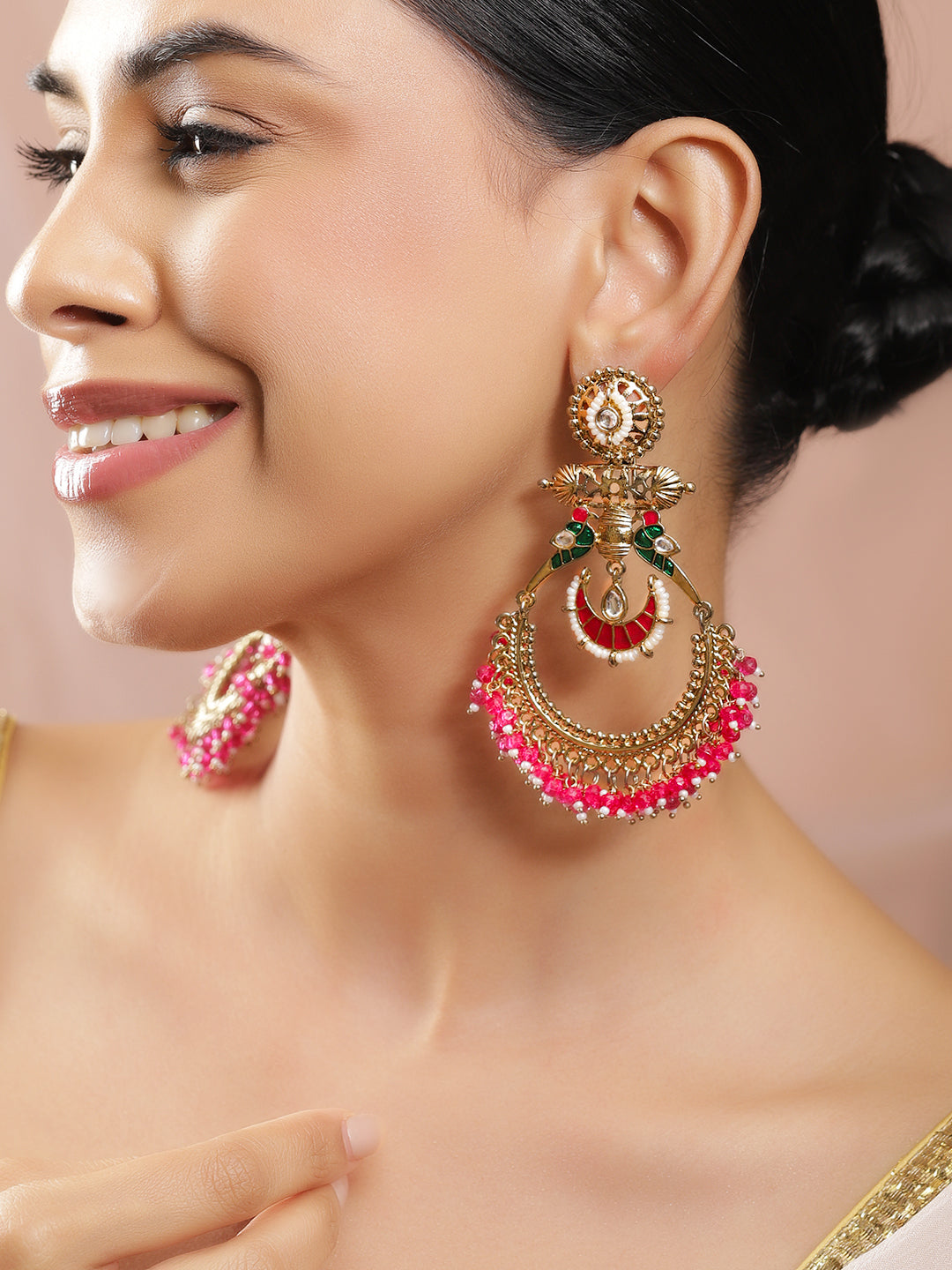 Rich Pink Traditional Chandbali