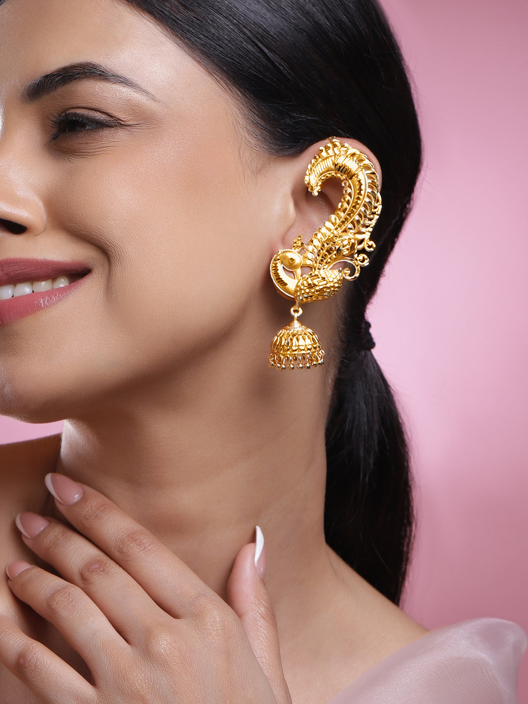 Artisan Crafted Peacock Motif Jhumka
