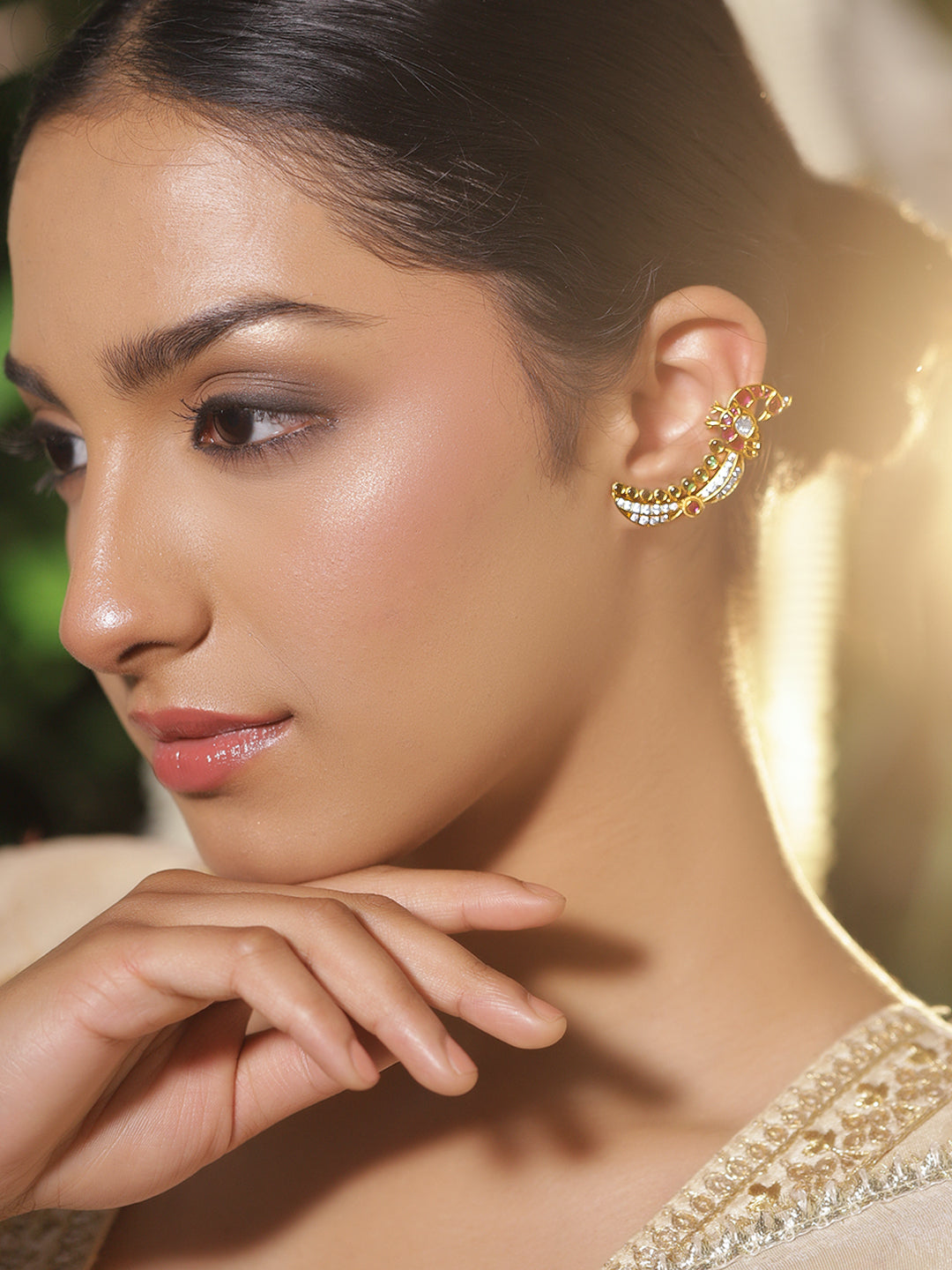 Traditional Curvs Multicolor Kundan Studs