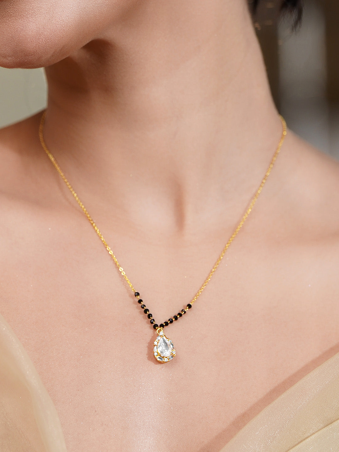 Classic Black Bead Diamond Mangalsutra