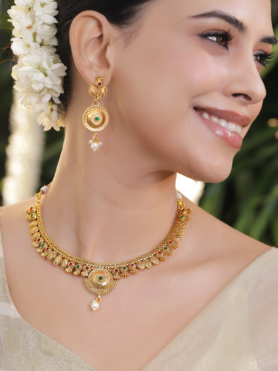Antique Finish Gold Necklace Set