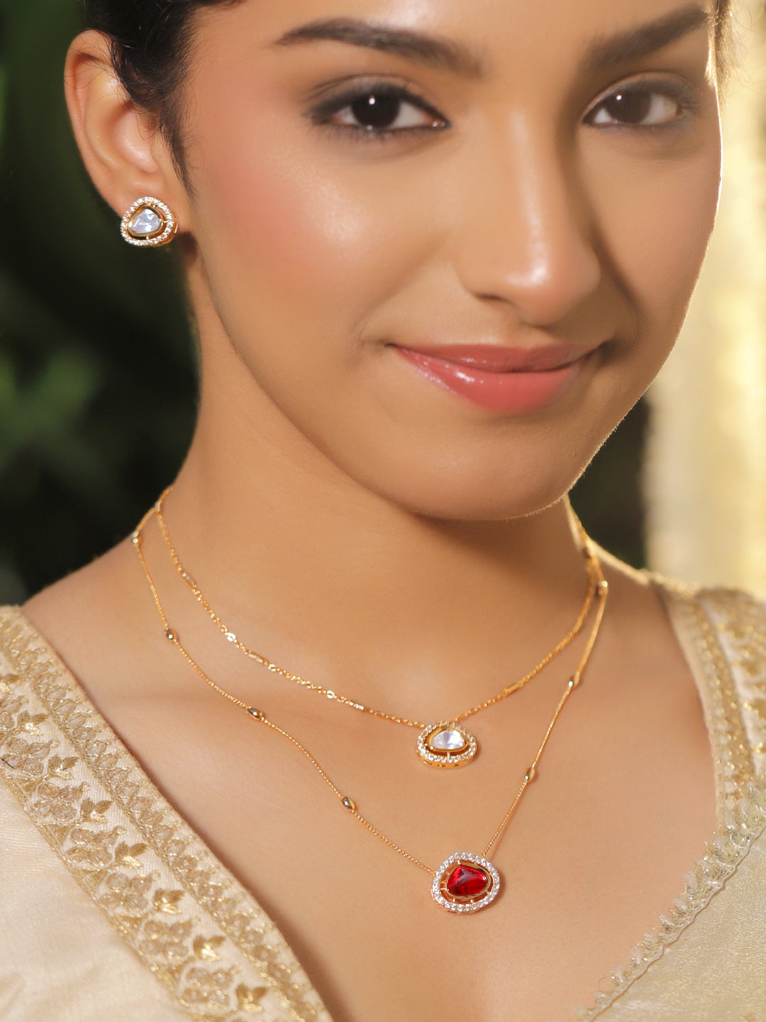 Red Hue with Kundan Necklace Set