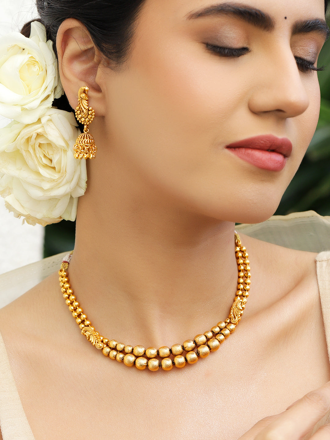 Pearl & Golden Beads Fusion Necklace