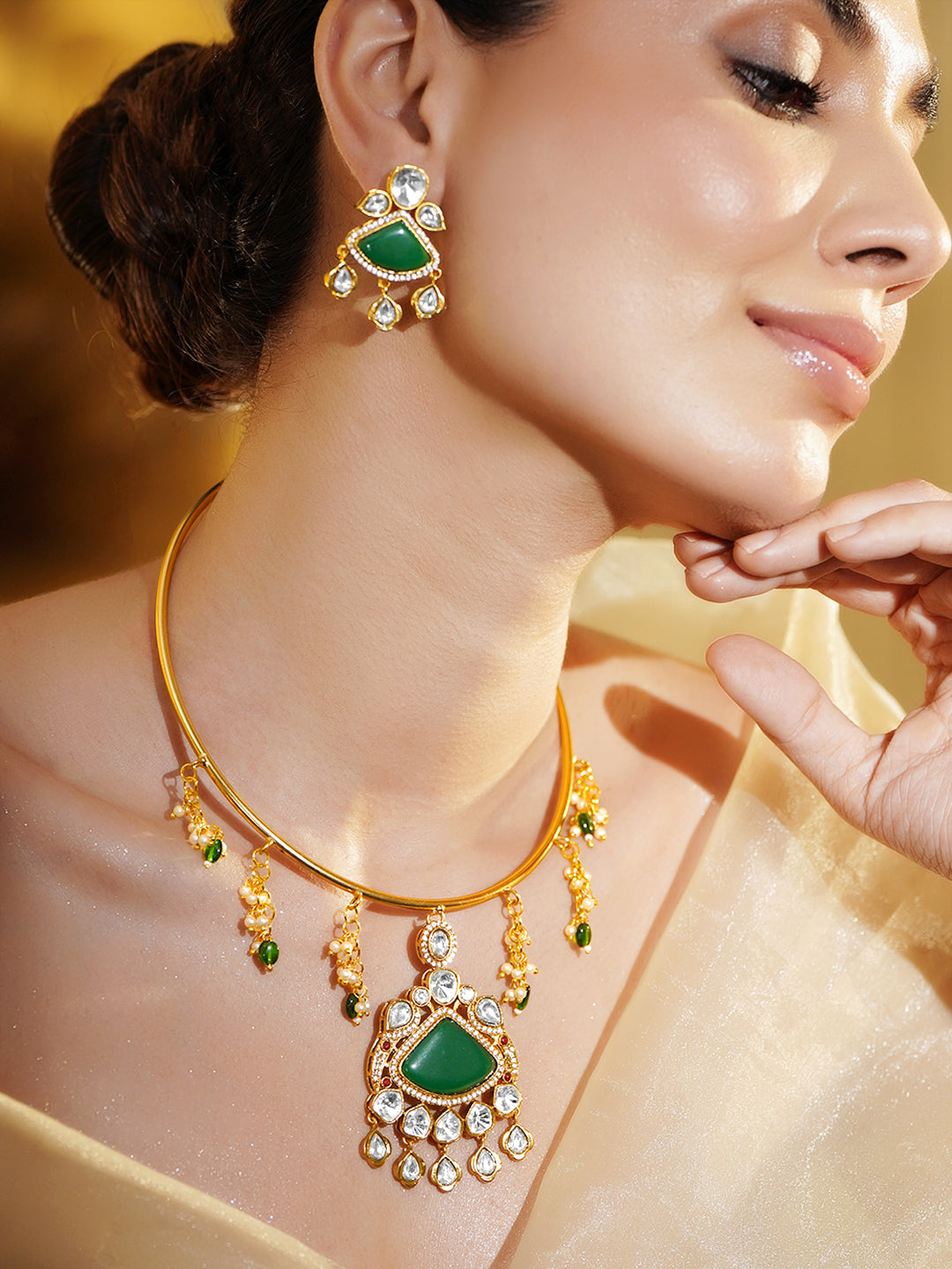 Minimal Muse Green Necklace Set