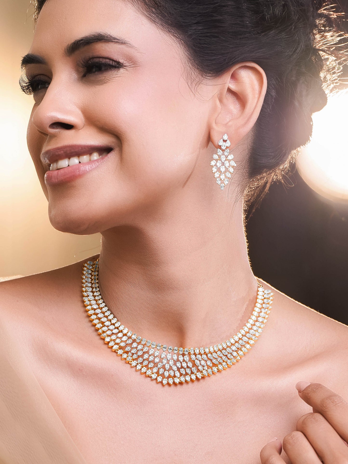 Celestial Sparkle CZ Cascade Necklace Set
