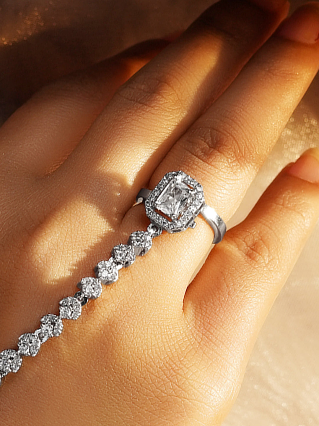 Occasion Glam Cubic Zirconia Hand Harness Bracelet
