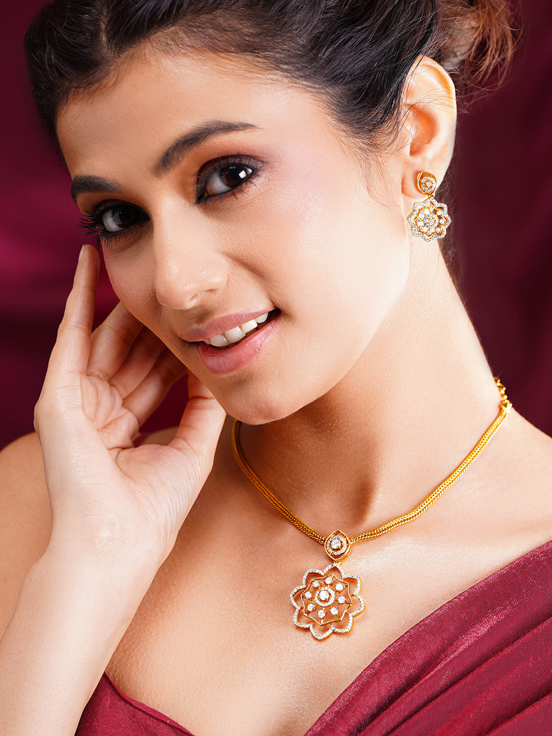 Ruby Bloom Statement Necklace Set