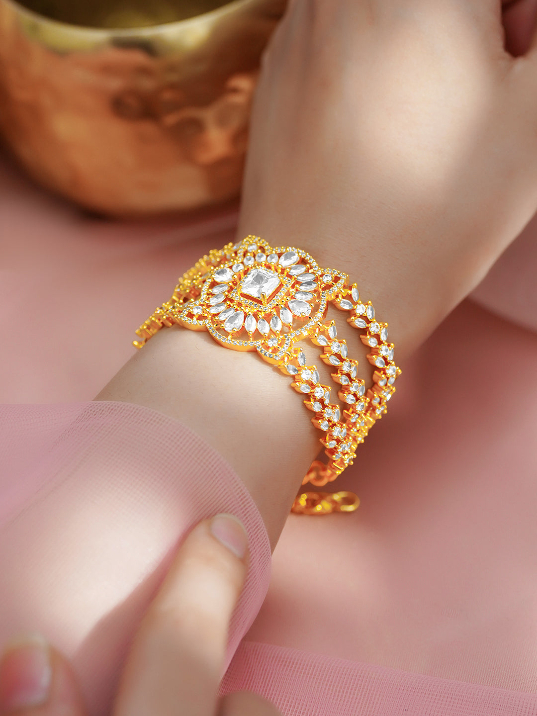 Golden Bloom Statement Glow Bracelet