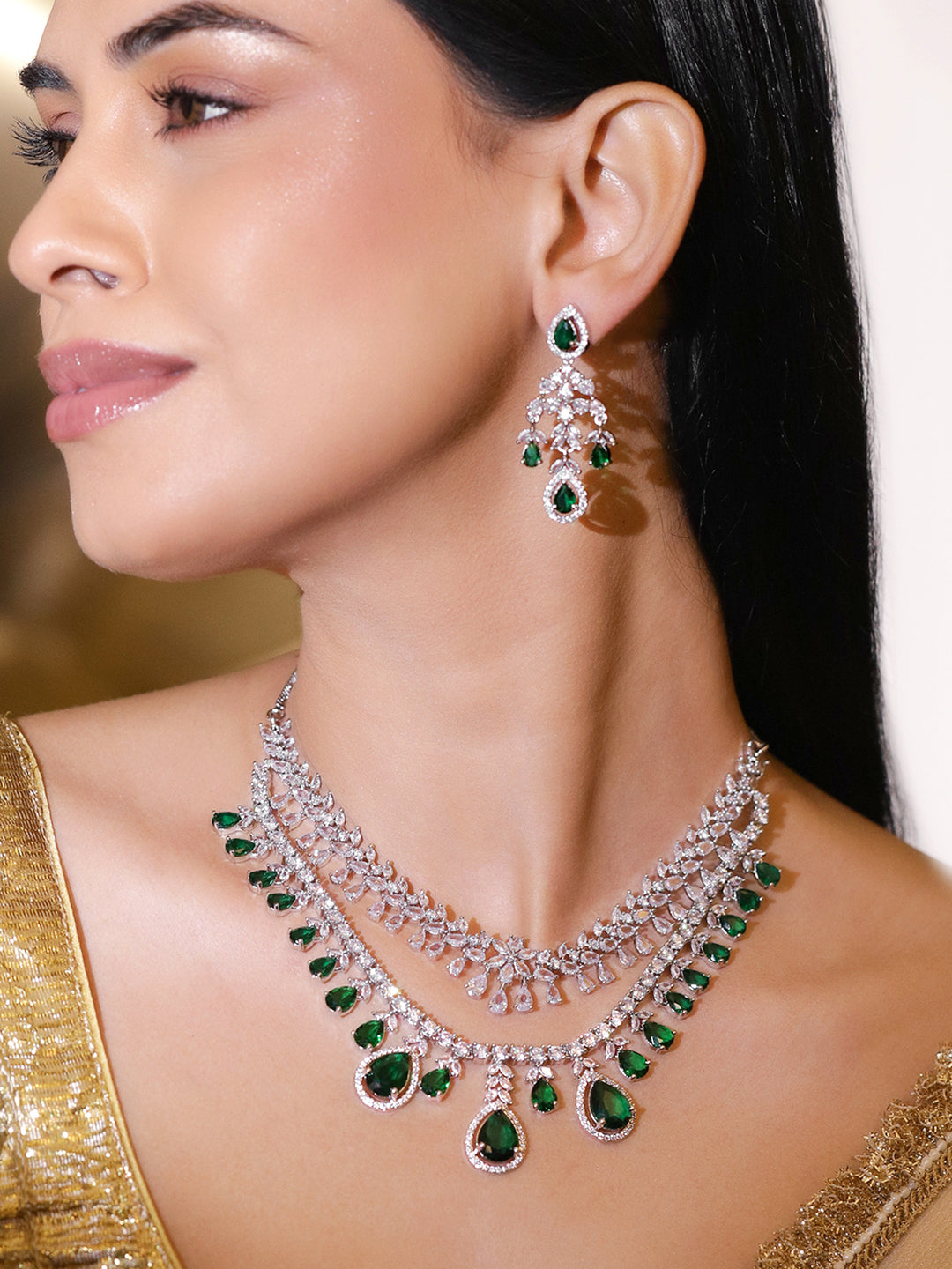 Emerald Crown Necklace Set