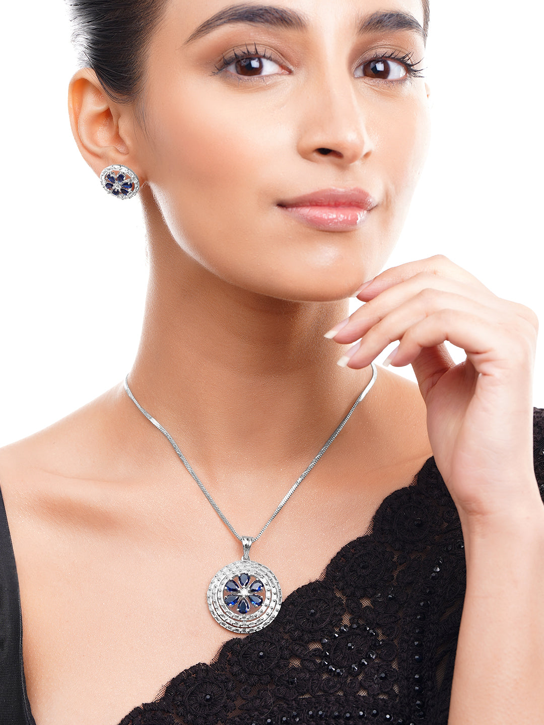 Midnight Bloom Sparkle Pendant Set