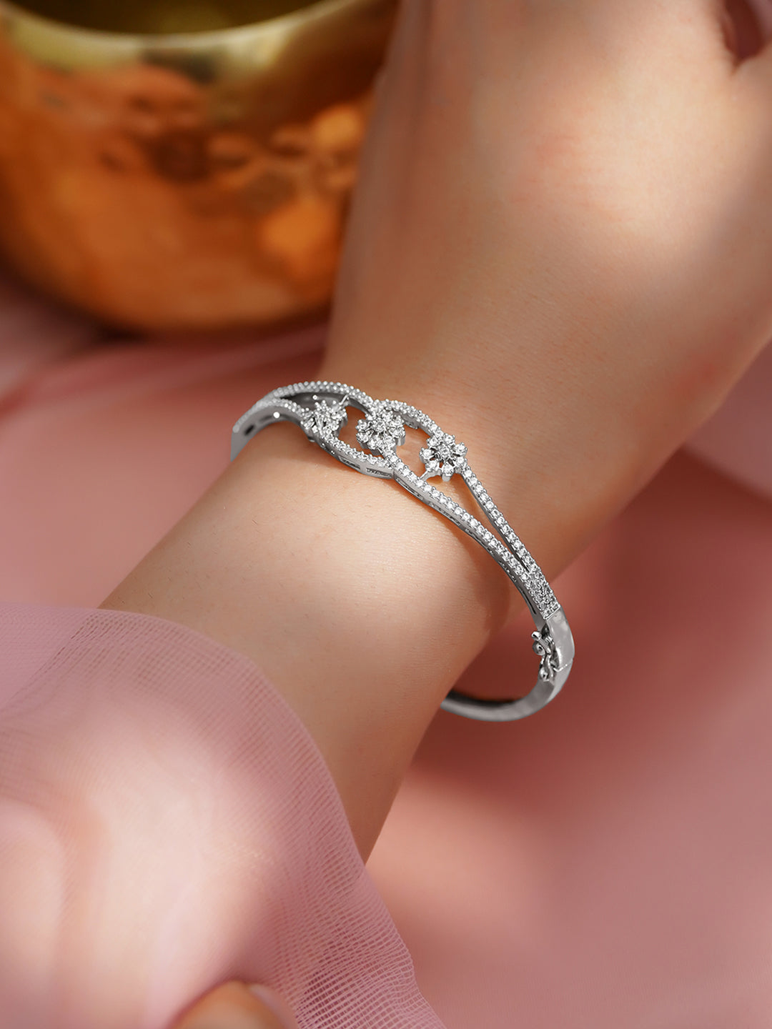 Crystal Bloom Statement Bracelet